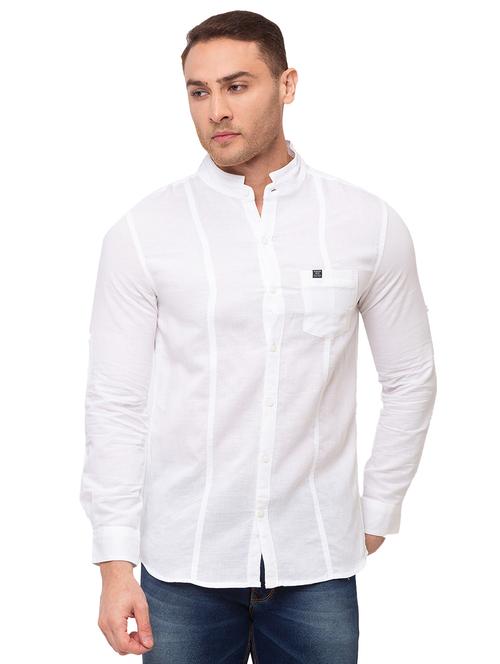 white solid casual shirt - 17615505 - Standard Image - 1