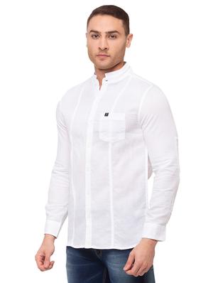 white solid casual shirt - 17615505 - Standard Image - 2