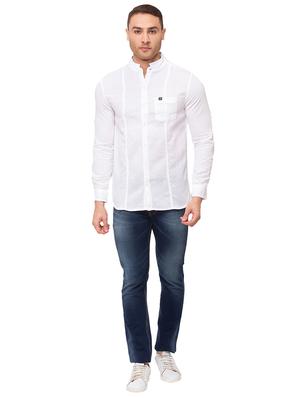 white solid casual shirt - 17615505 - Standard Image - 4