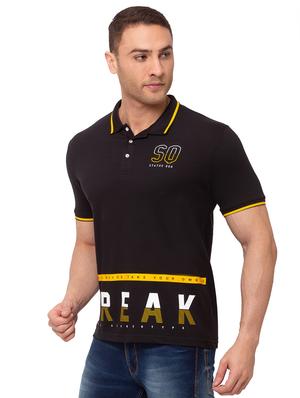black printed polo t-shirt - 17615547 - Standard Image - 2