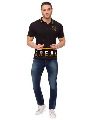 black printed polo t-shirt - 17615547 - Standard Image - 4