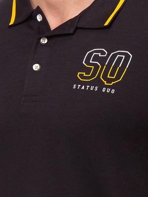 black printed polo t-shirt - 17615547 - Standard Image - 5