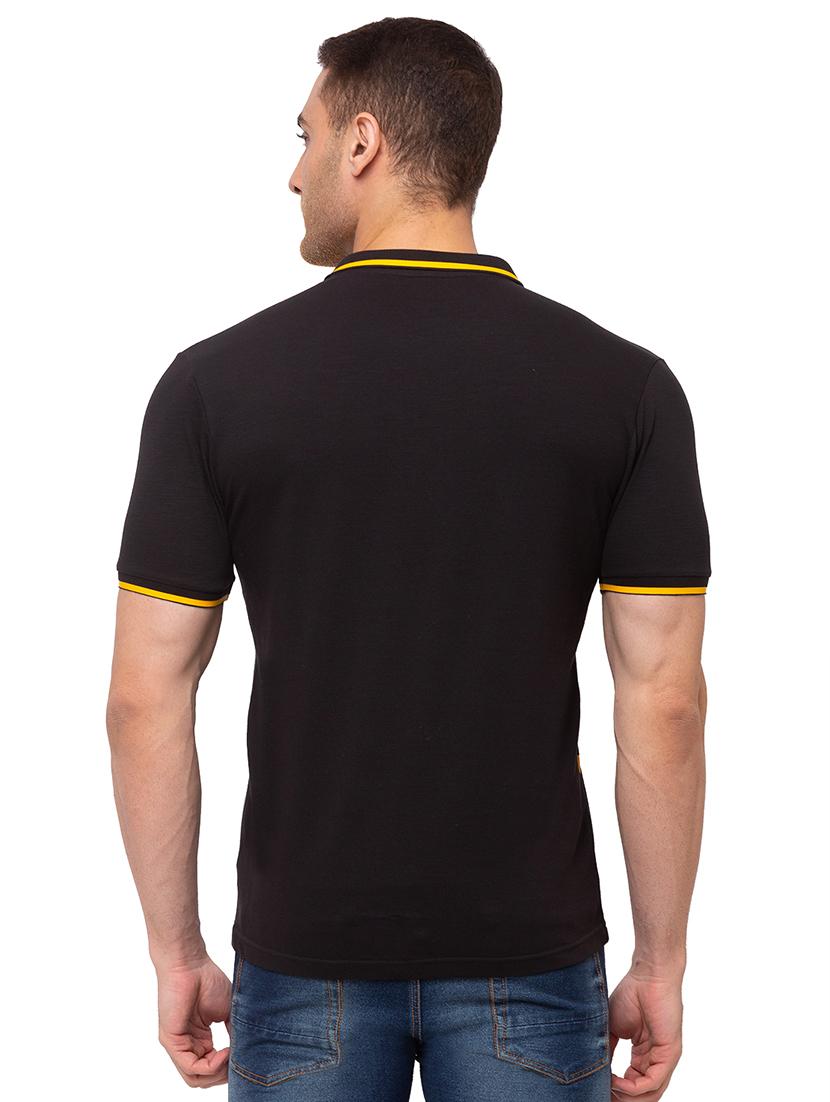black printed polo t-shirt - 17615547 - Zoom Image - 3