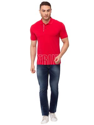 red printed polo t-shirt - 17615553 - Standard Image - 4