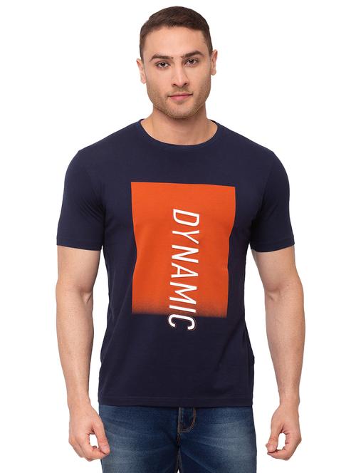 navy blue printed t-shirt - 17615584 - Standard Image - 1