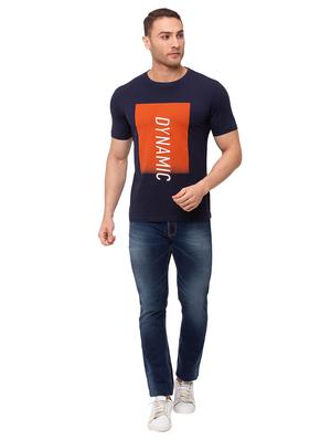 navy blue printed t-shirt - 17615584 - Standard Image - 4