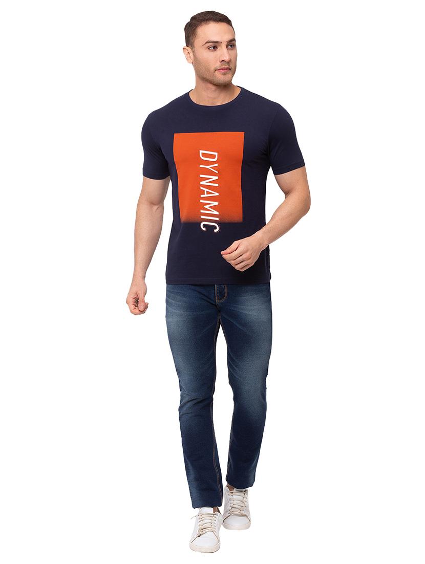 navy blue printed t-shirt - 17615584 - Zoom Image - 4
