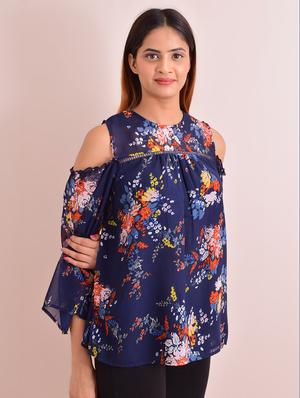 cold shoulder floral top - 17615726 - Standard Image - 2