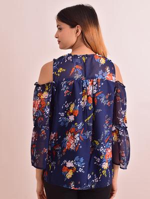 cold shoulder floral top - 17615726 - Standard Image - 3