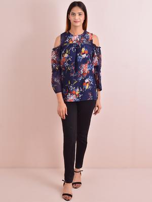 cold shoulder floral top - 17615726 - Standard Image - 4