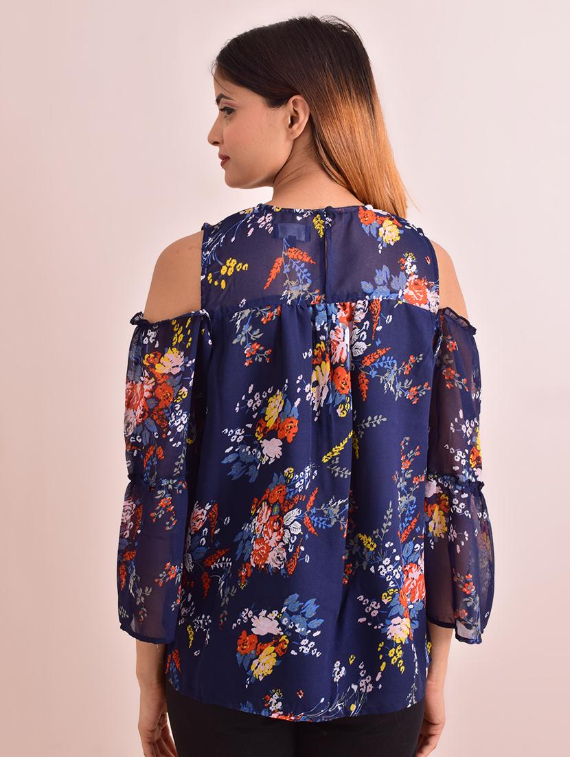 cold shoulder floral top - 17615726 - Zoom Image - 3