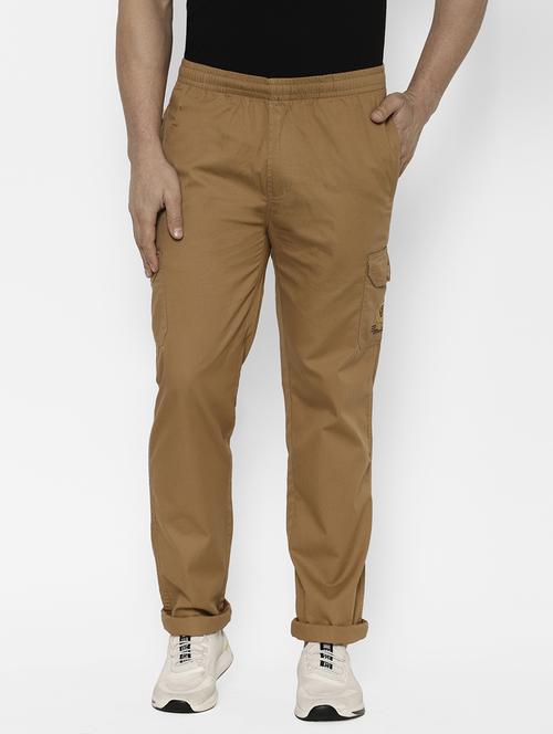 khaki solid cargo trouser - 17615809 - Standard Image - 1