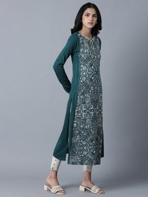 printed straight kurta - 17615949 - Standard Image - 2