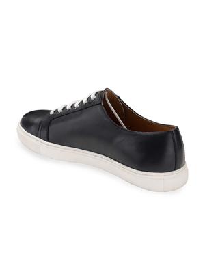 navy leather lace up sneakers - 17616009 - Standard Image - 3