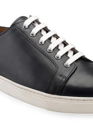 navy leather lace up sneakers - 17616009 - Standard Image - 5
