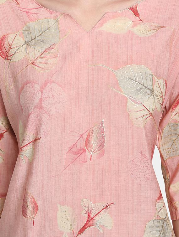 pink chanderi straight kurta - 17616052 - Zoom Image - 4