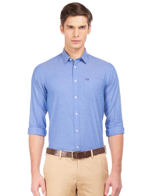 blue solid casual shirt - 17616082 - Standard Image - 1