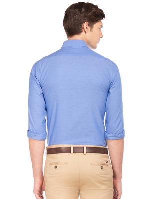 blue solid casual shirt - 17616082 - Standard Image - 3