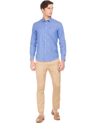 blue solid casual shirt - 17616082 - Standard Image - 4