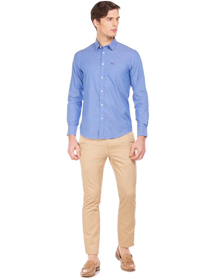 blue solid casual shirt - 17616082 - Zoom Image - 4