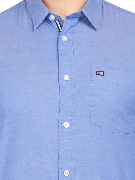 blue solid casual shirt - 17616082 - Zoom Image - 5