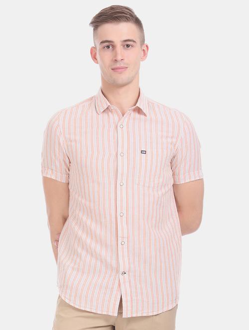 beige striped casual shirt - 17616086 - Standard Image - 1