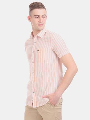 beige striped casual shirt - 17616086 - Standard Image - 2