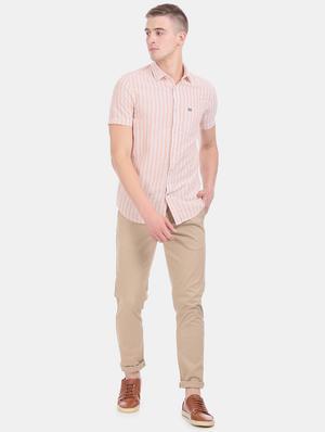 beige striped casual shirt - 17616086 - Standard Image - 4