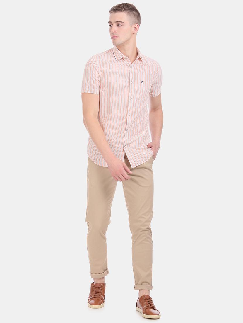 beige striped casual shirt - 17616086 - Zoom Image - 4