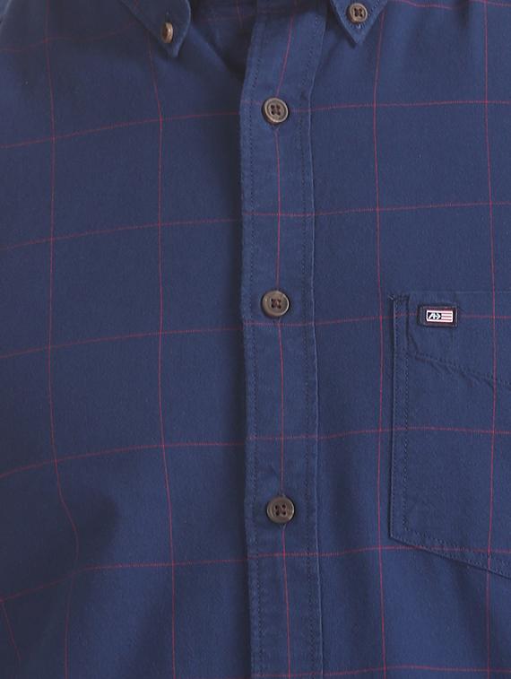 navy blue checkered casual shirt - 17616095 - Zoom Image - 5