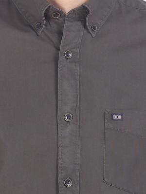 grey solid casual shirt - 17616122 - Standard Image - 5