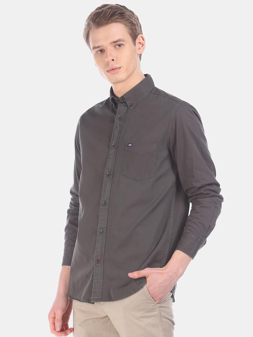 grey solid casual shirt - 17616122 - Zoom Image - 2