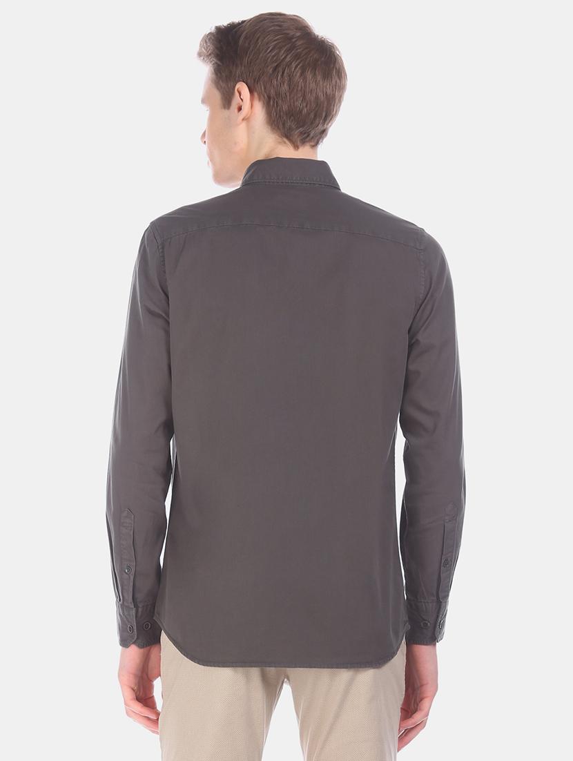 grey solid casual shirt - 17616122 - Zoom Image - 3