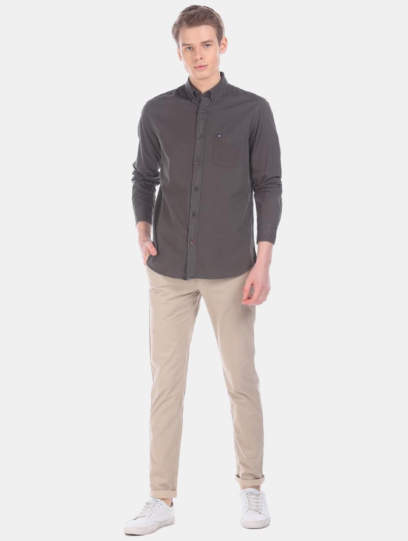 grey solid casual shirt - 17616122 - Zoom Image - 4