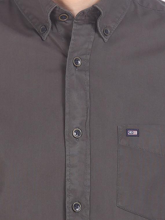 grey solid casual shirt - 17616122 - Zoom Image - 5