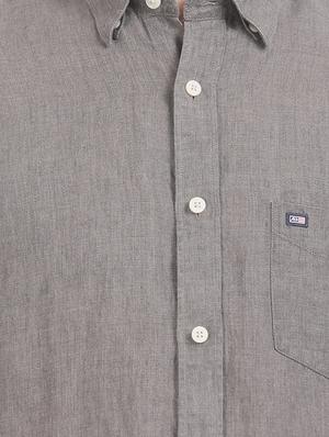 grey solid linen casual shirt - 17616129 - Standard Image - 5