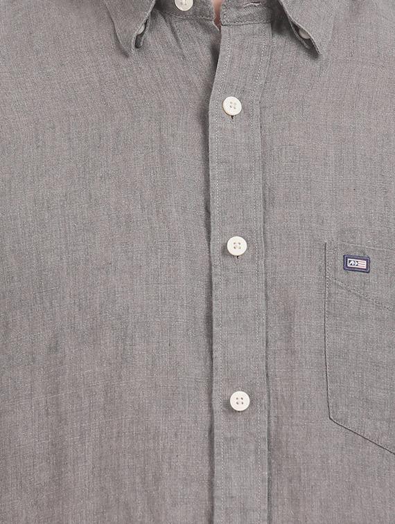 grey solid linen casual shirt - 17616129 - Zoom Image - 5