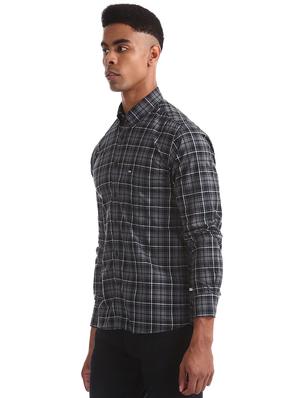 grey checkered casual shirt - 17616139 - Standard Image - 2