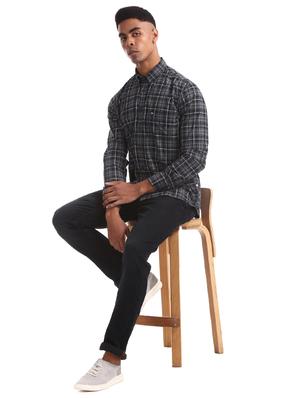 grey checkered casual shirt - 17616139 - Standard Image - 4
