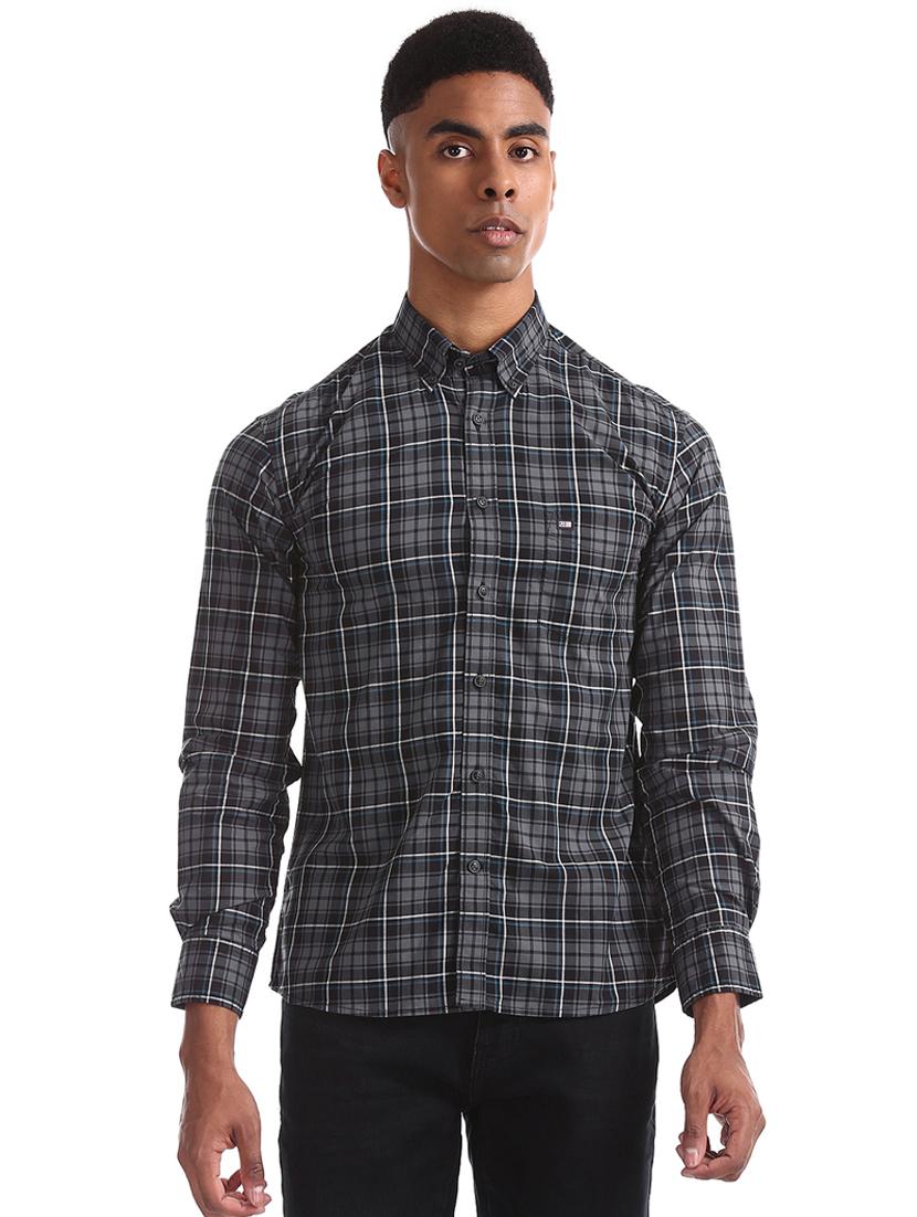 grey checkered casual shirt - 17616139 - Zoom Image - 1