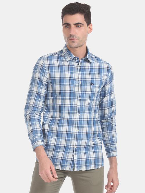 blue checkered casual shirt - 17616142 - Standard Image - 1