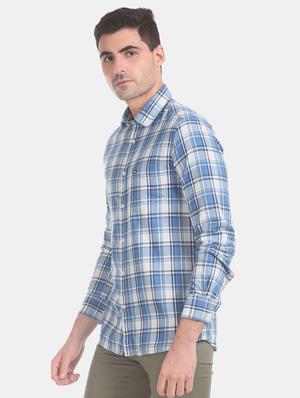 blue checkered casual shirt - 17616142 - Standard Image - 2