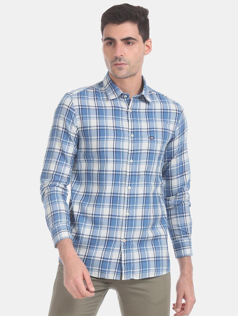 blue checkered casual shirt - 17616142 - Zoom Image - 1