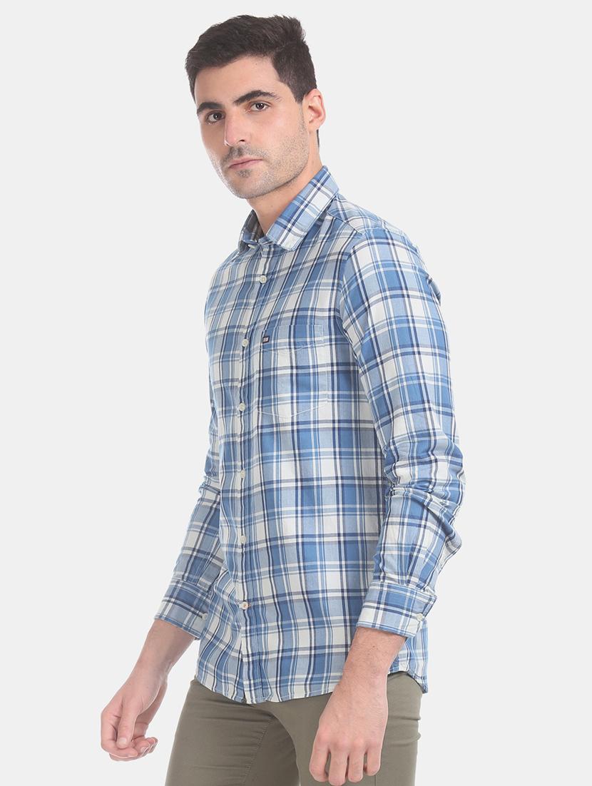 blue checkered casual shirt - 17616142 - Zoom Image - 2
