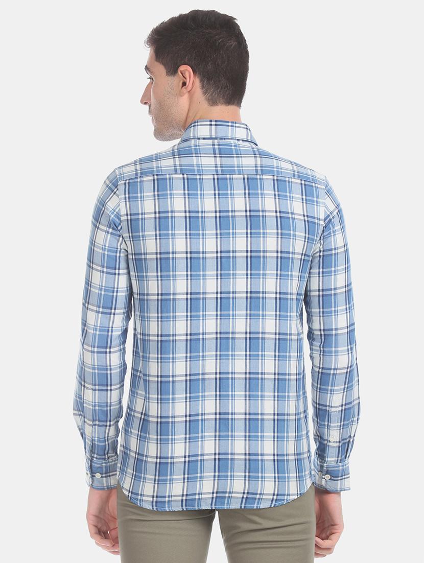 blue checkered casual shirt - 17616142 - Zoom Image - 3