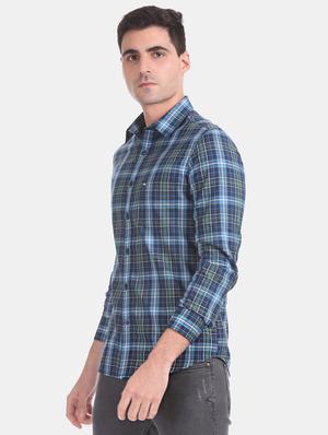 blue checkered casual shirt - 17616143 - Standard Image - 2