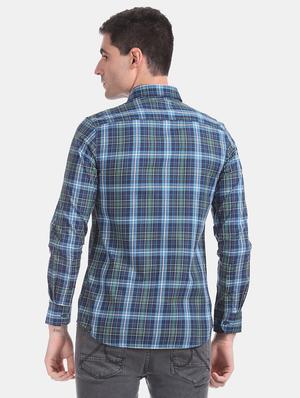 blue checkered casual shirt - 17616143 - Standard Image - 3