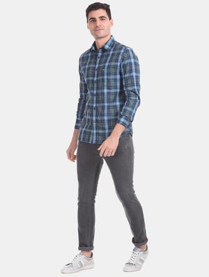 blue checkered casual shirt - 17616143 - Standard Image - 4