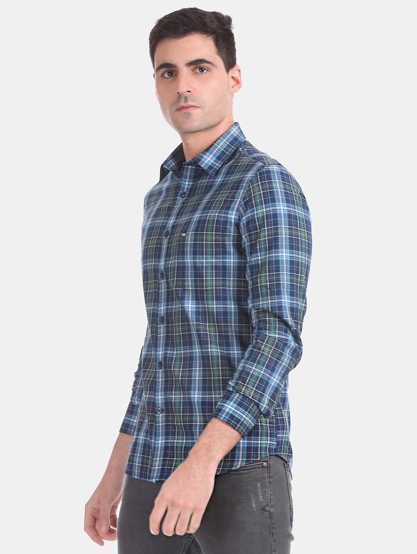 blue checkered casual shirt - 17616143 - Zoom Image - 2