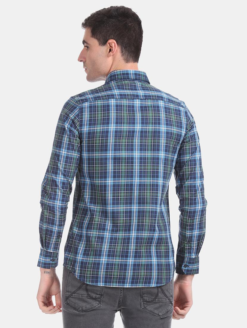 blue checkered casual shirt - 17616143 - Zoom Image - 3